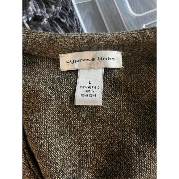 Cypress Links Brown V Neck Button-Up Cardigan Sweater Mens Sz Large - Picture 4 of 7